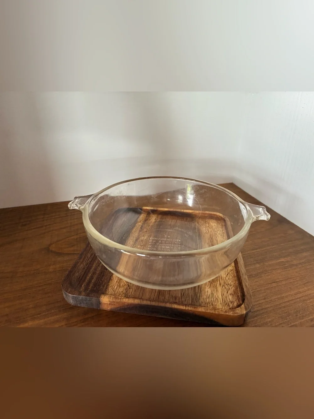 Pyrex 019 600ml Clear Glass Casserole Dish w Lid Round Corning USA